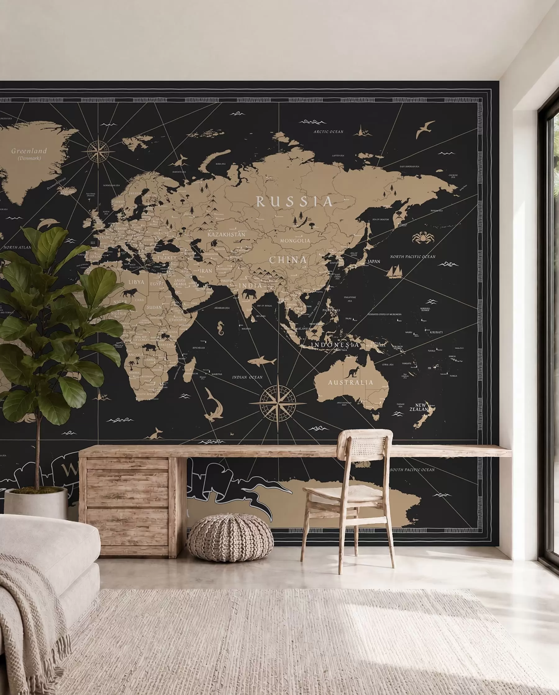 Papier peint Carte du monde nocturne u50401