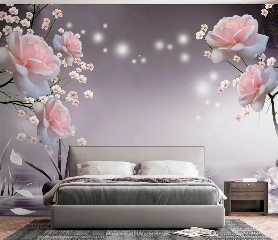 Papier peint Roses sur les ondulations de l'eau u01045