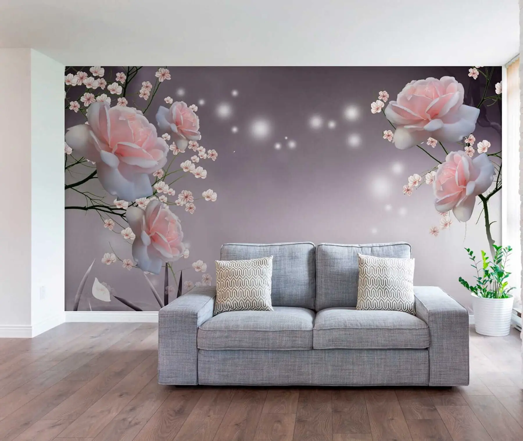 Papier peint Roses sur les ondulations de l'eau u01045