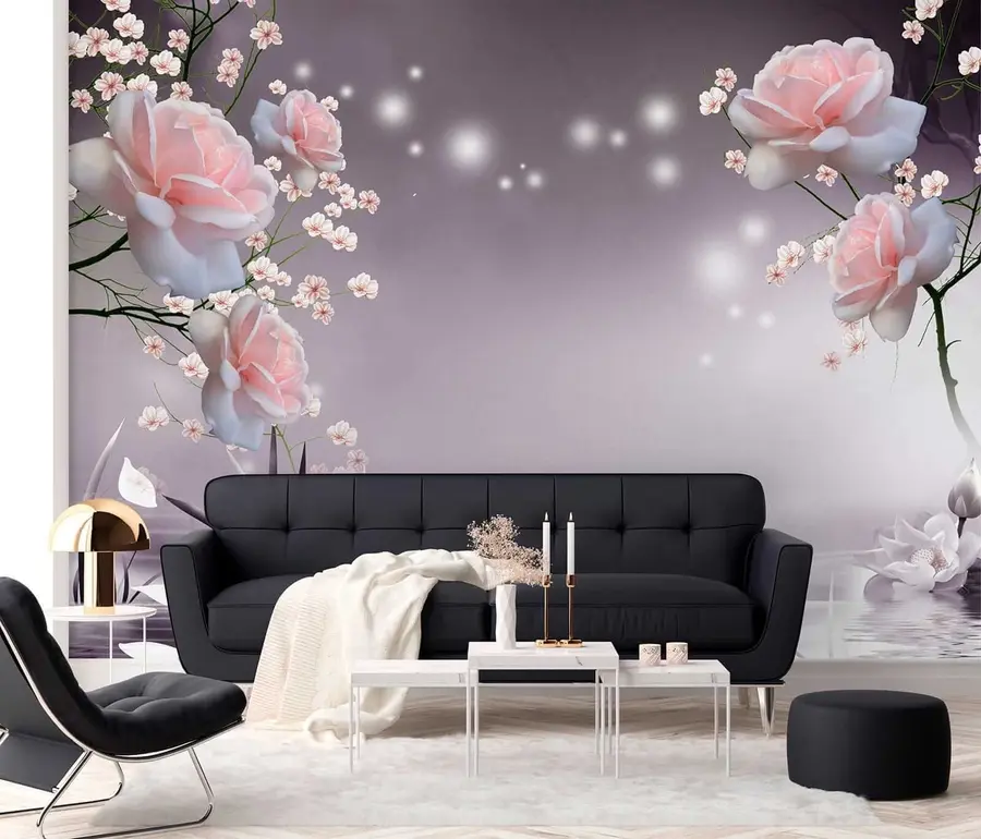 Papier peint Roses sur les ondulations de l'eau u01045