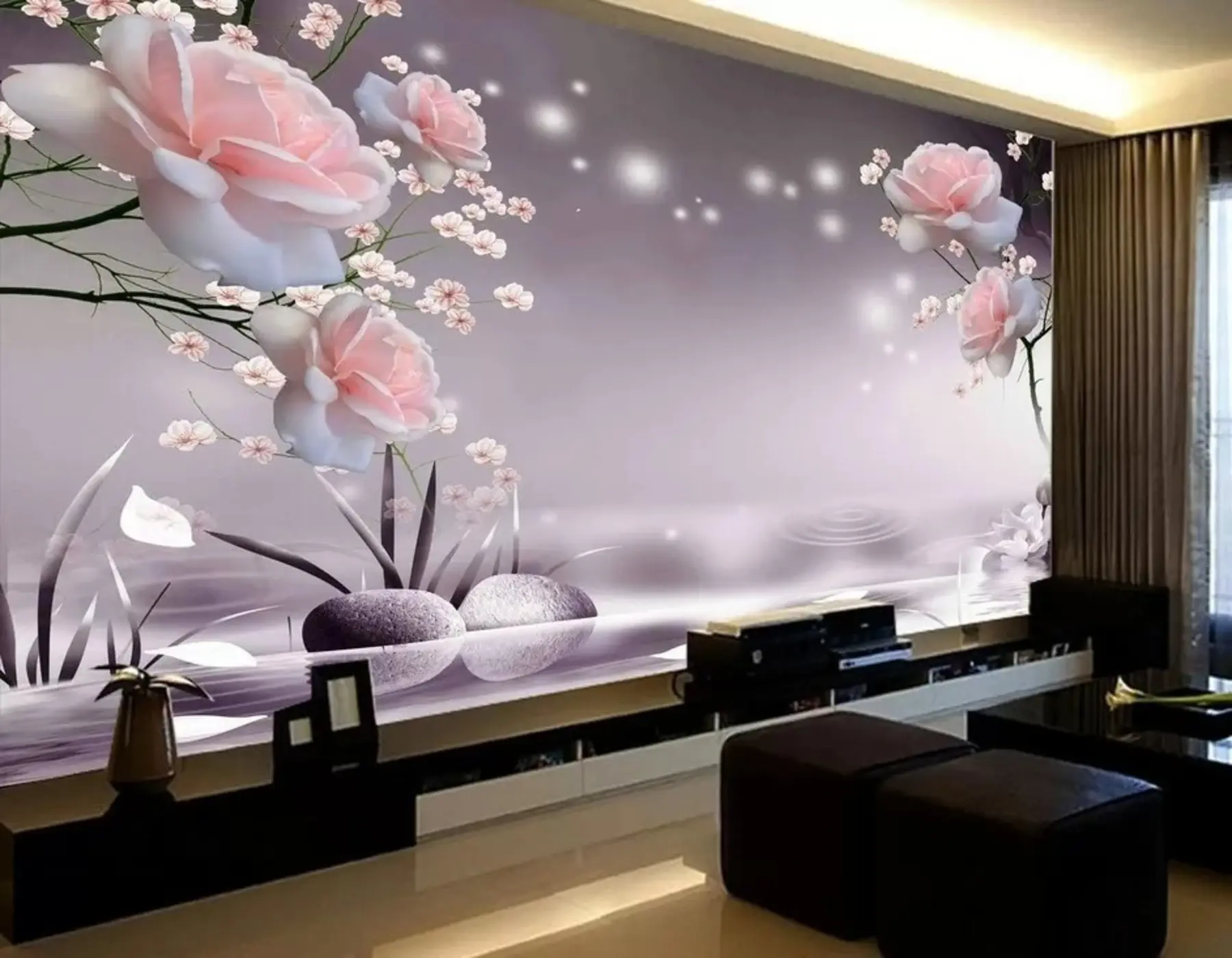 Papier peint Roses sur les ondulations de l'eau u01045