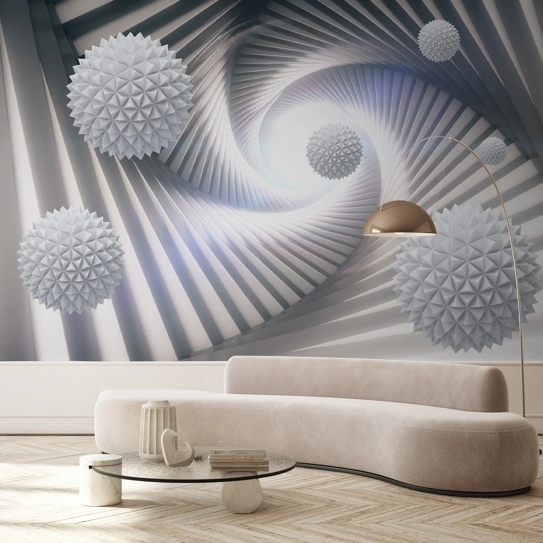 Papier peint Tunnel 3D et sphères u03120