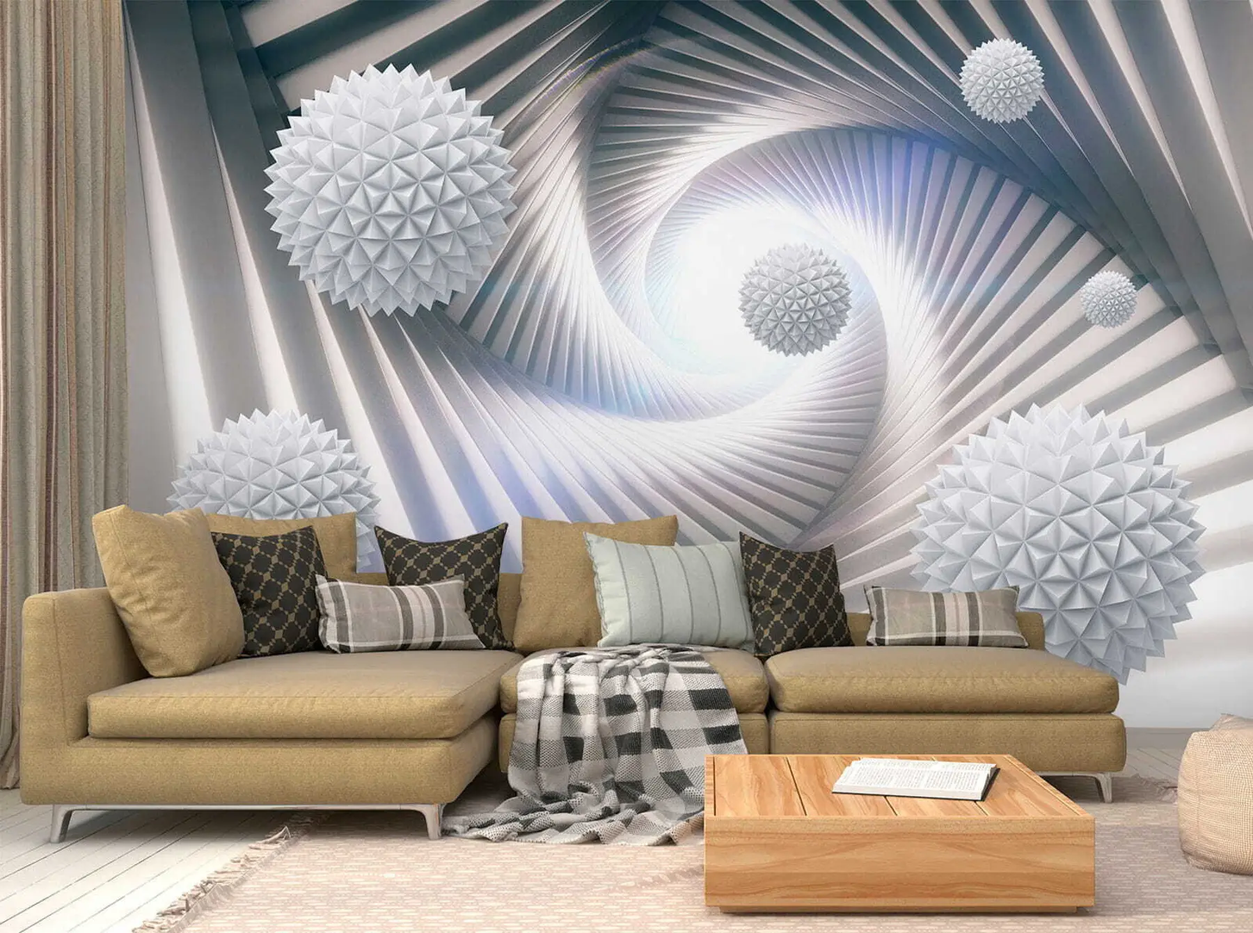 Papier peint Tunnel 3D et sphères u03120