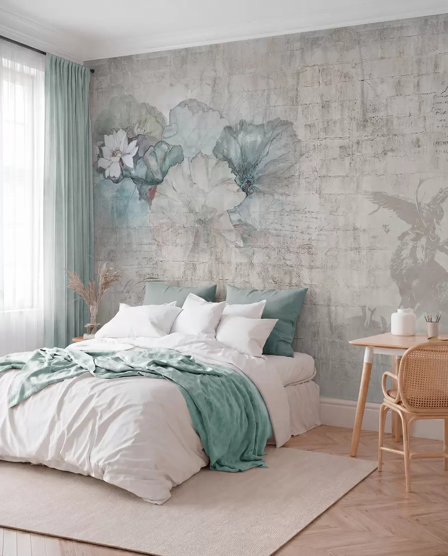 Papier peint Fleurs et chasse dans le style grunge u04724