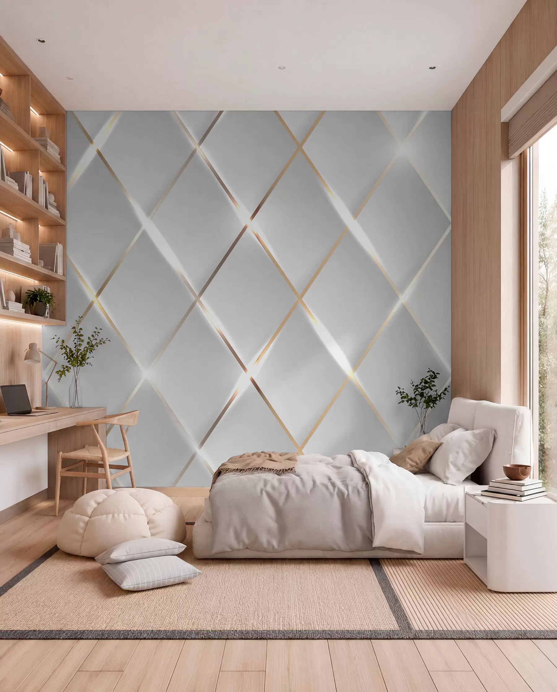 Papier peint Grille sur fond blanc u06014