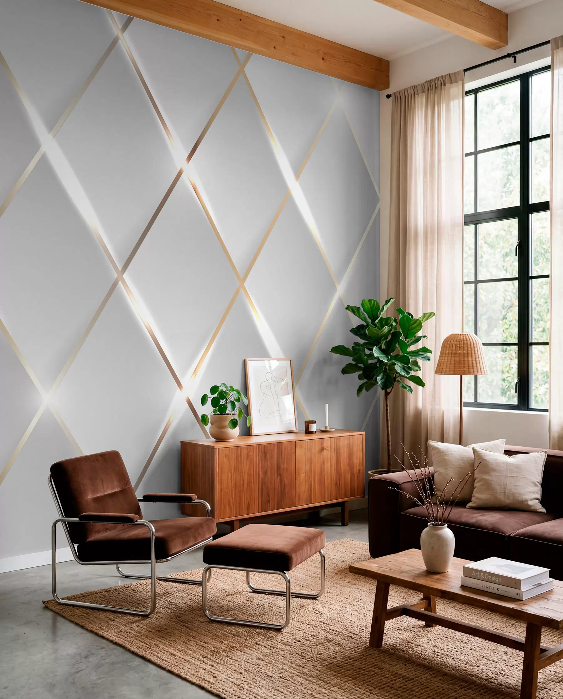 Papier peint Grille sur fond blanc u06014