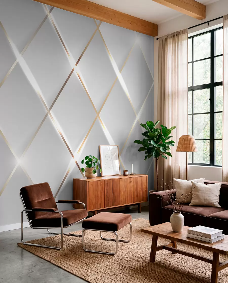 Papier peint Grille sur fond blanc u06014