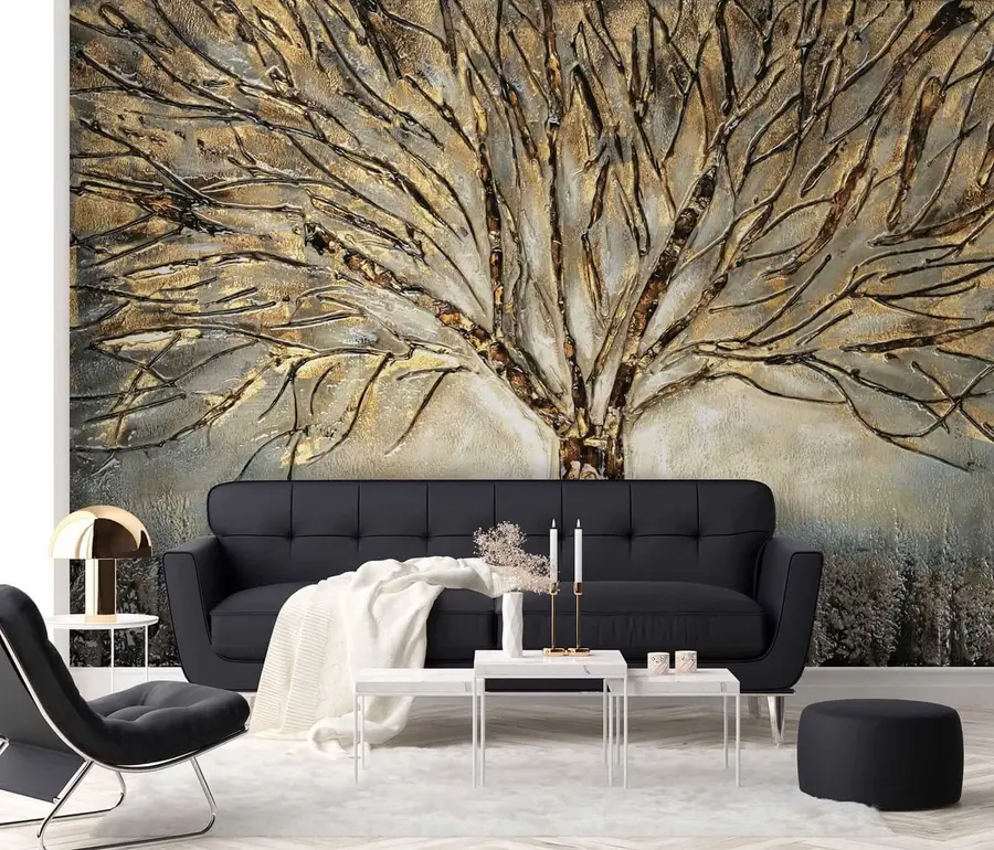 Papier peint Arbre étalé dans les tons bruns u07184