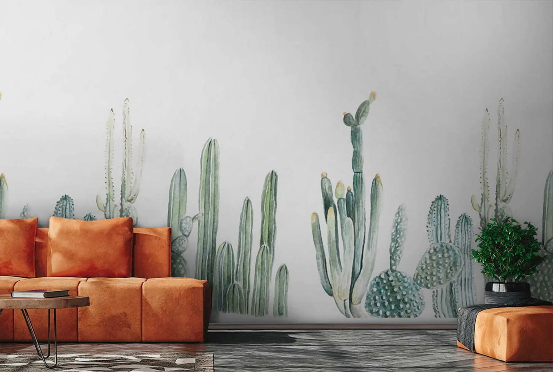 Papier peint Cactus aquarelle u07240