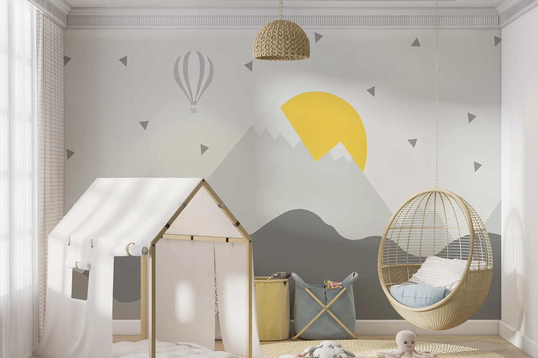 Papier peint Aube de montagne, montgolfière u11651