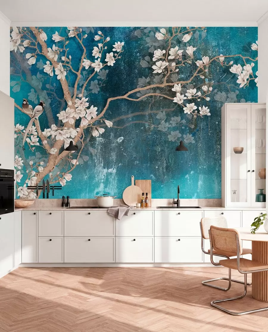 Papier peint Branches et oiseaux en fleurs u12150