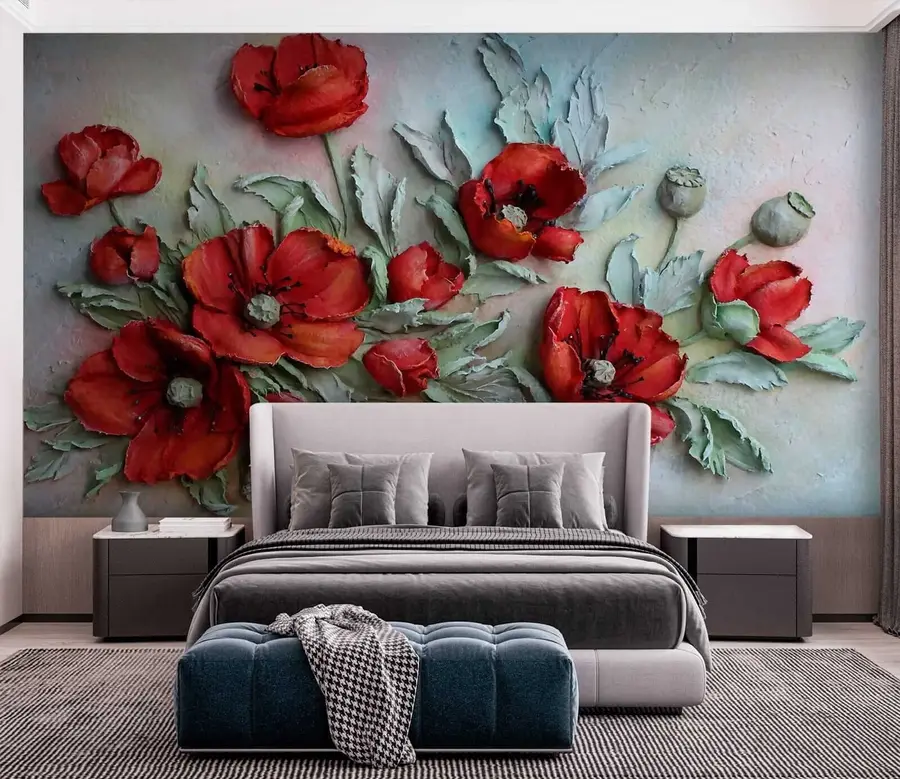 Papier peint coquelicots 3d u12788