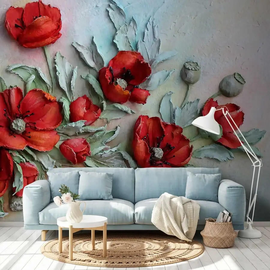 Papier peint coquelicots 3d u12788