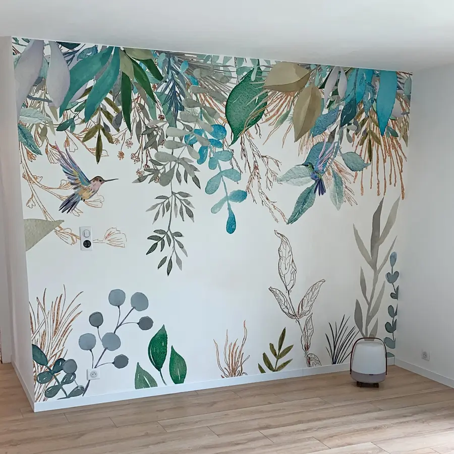 Papier peint Plantes exotiques et colibris u17579