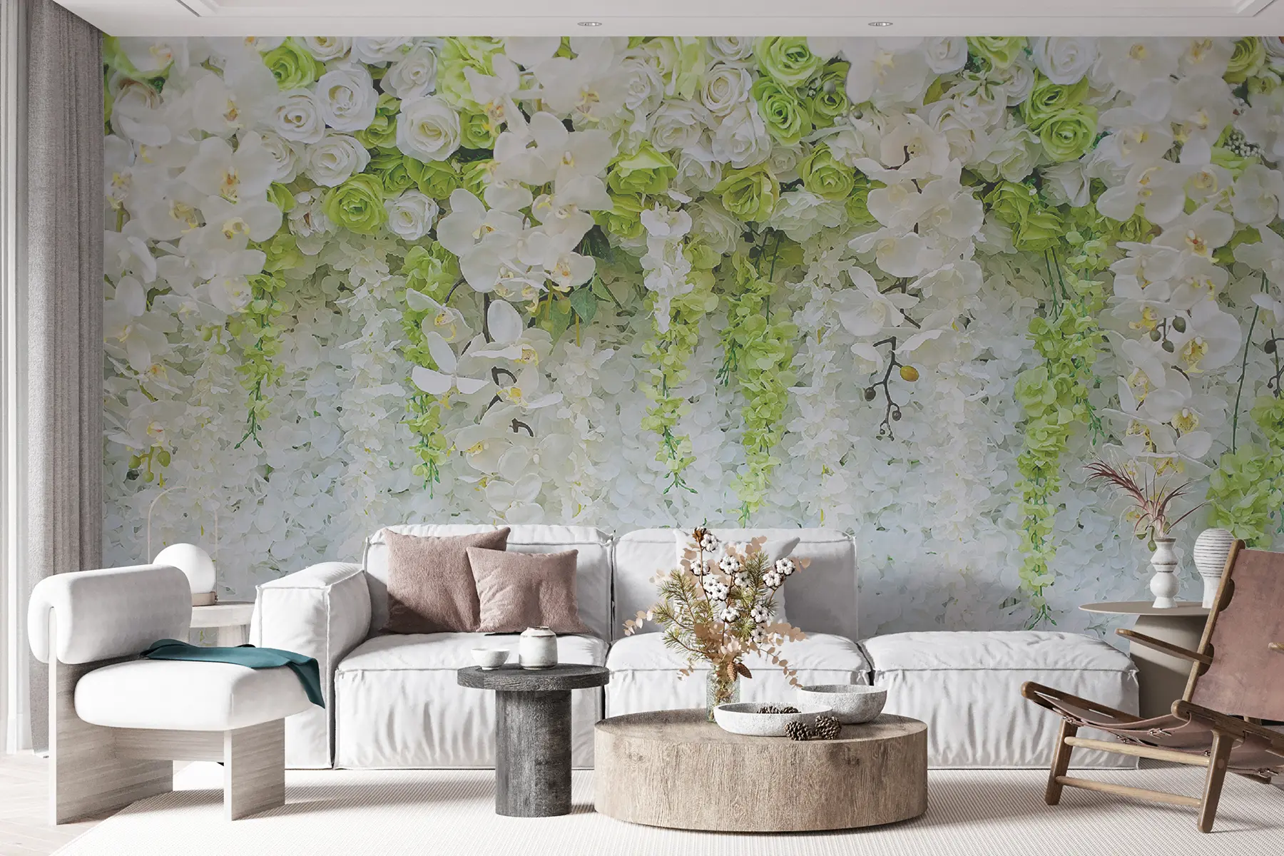 Papier peint Roses et orchidées suspendues u17939