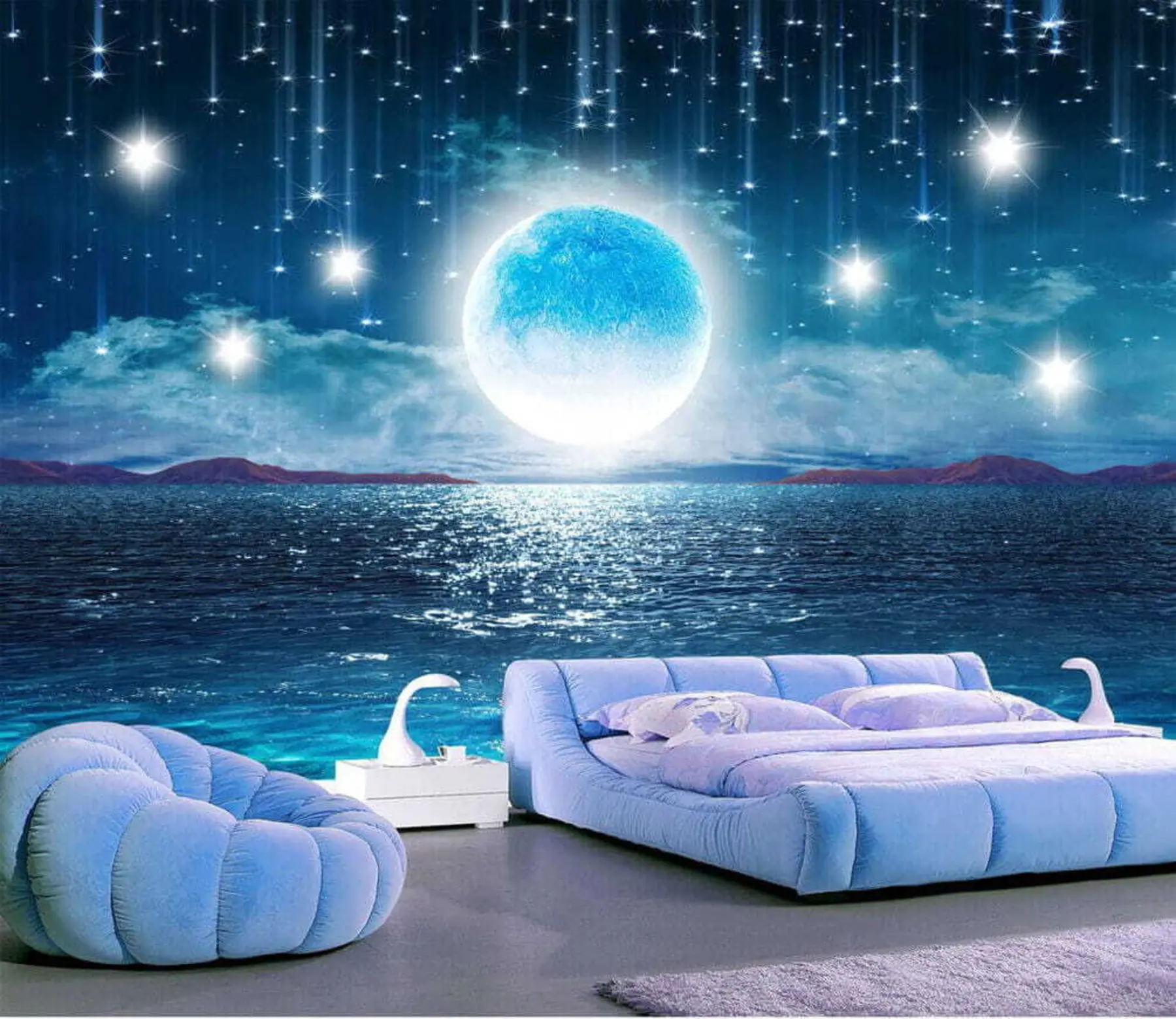 Papier peint Starfall à la pleine lune u23205