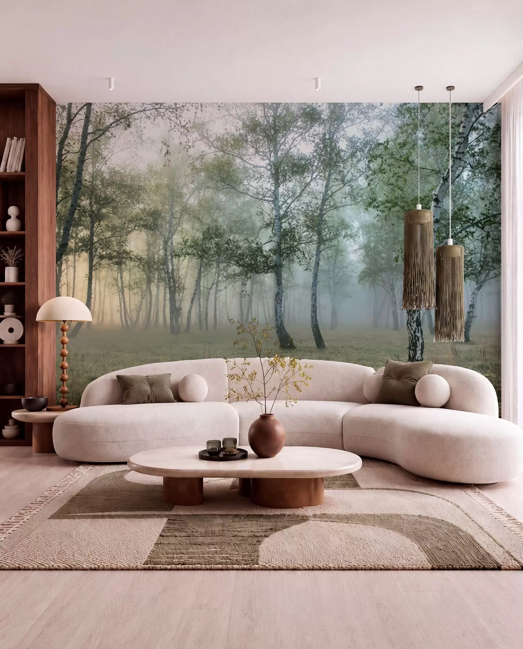 Papier peint Brouillard Forêt de Bouleaux u25820