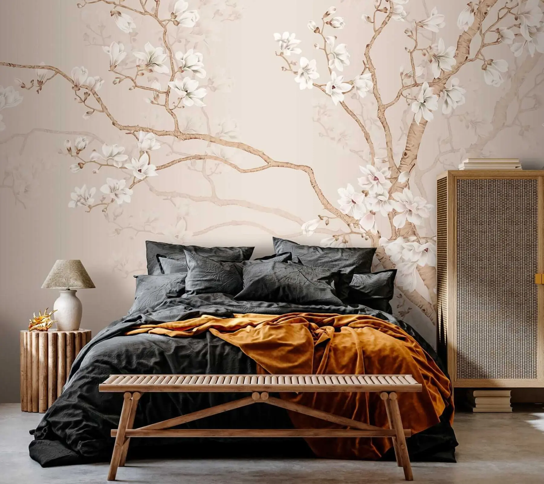 Papier peint Arbre en fleurs et oiseaux u25842