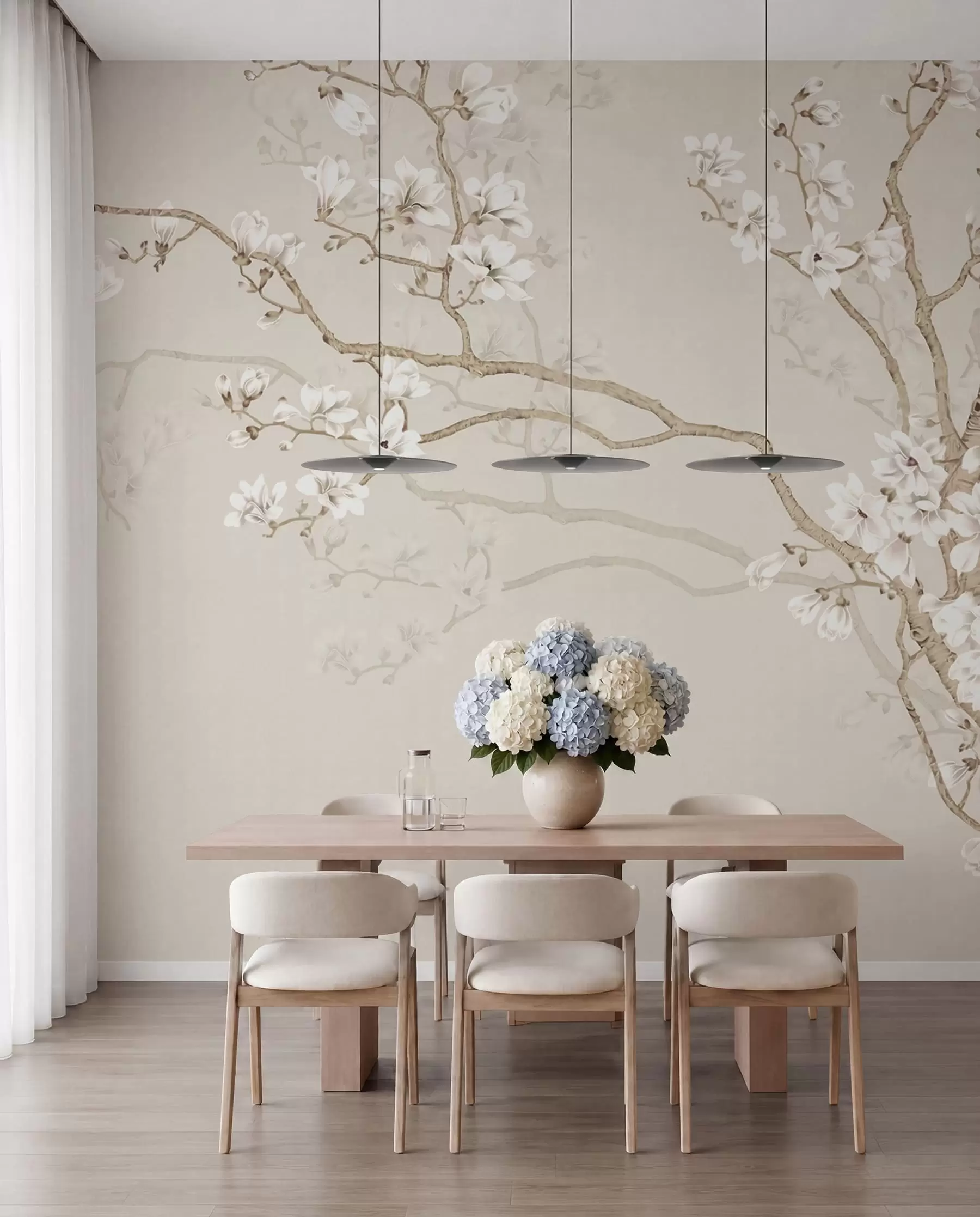 Papier peint Arbre en fleurs et oiseaux u25842