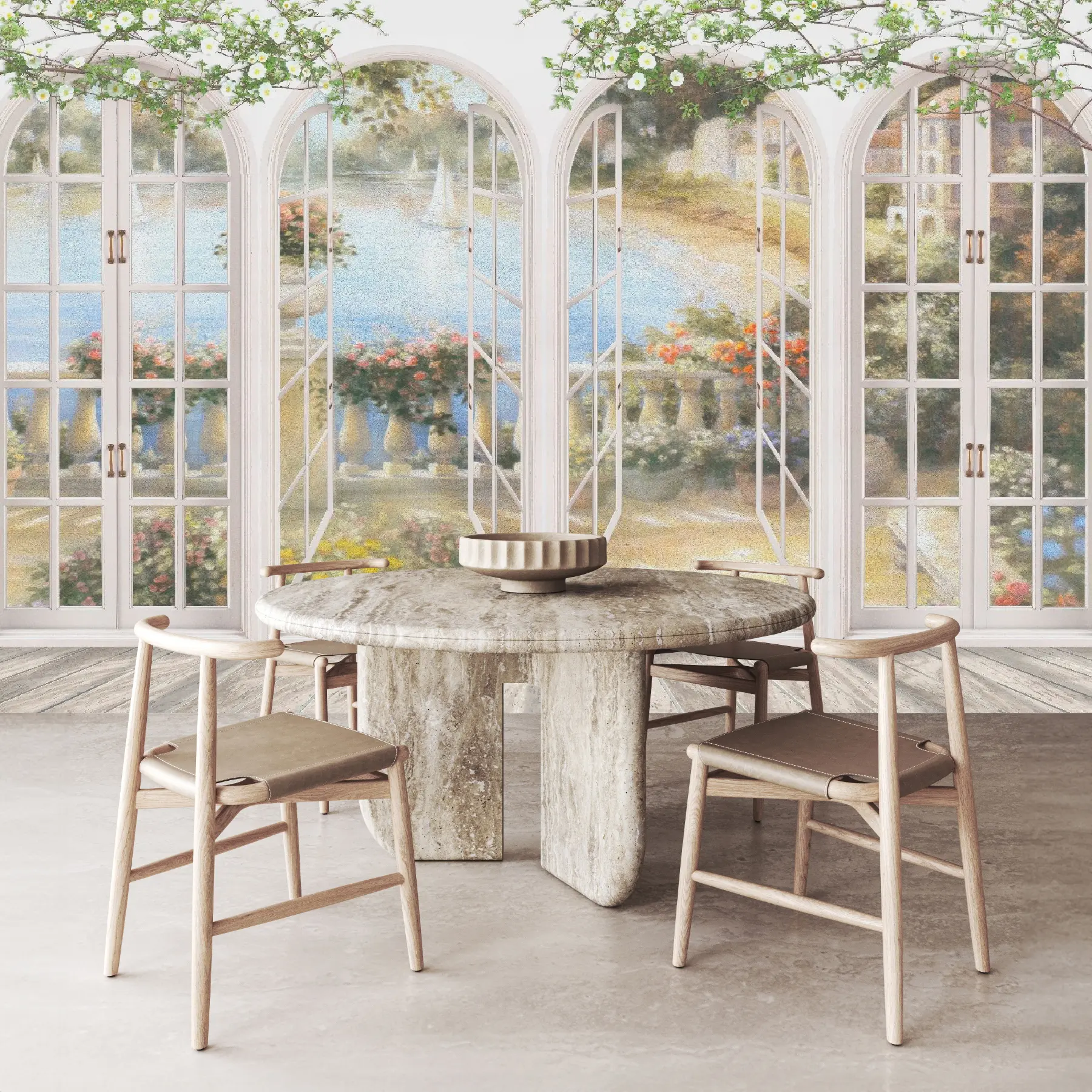 Papier peint Trompe panoramique l'oeil verriere u21592