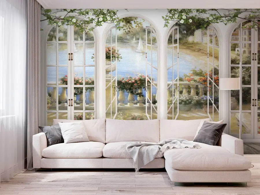 Papier peint Trompe panoramique l'oeil verriere u21592
