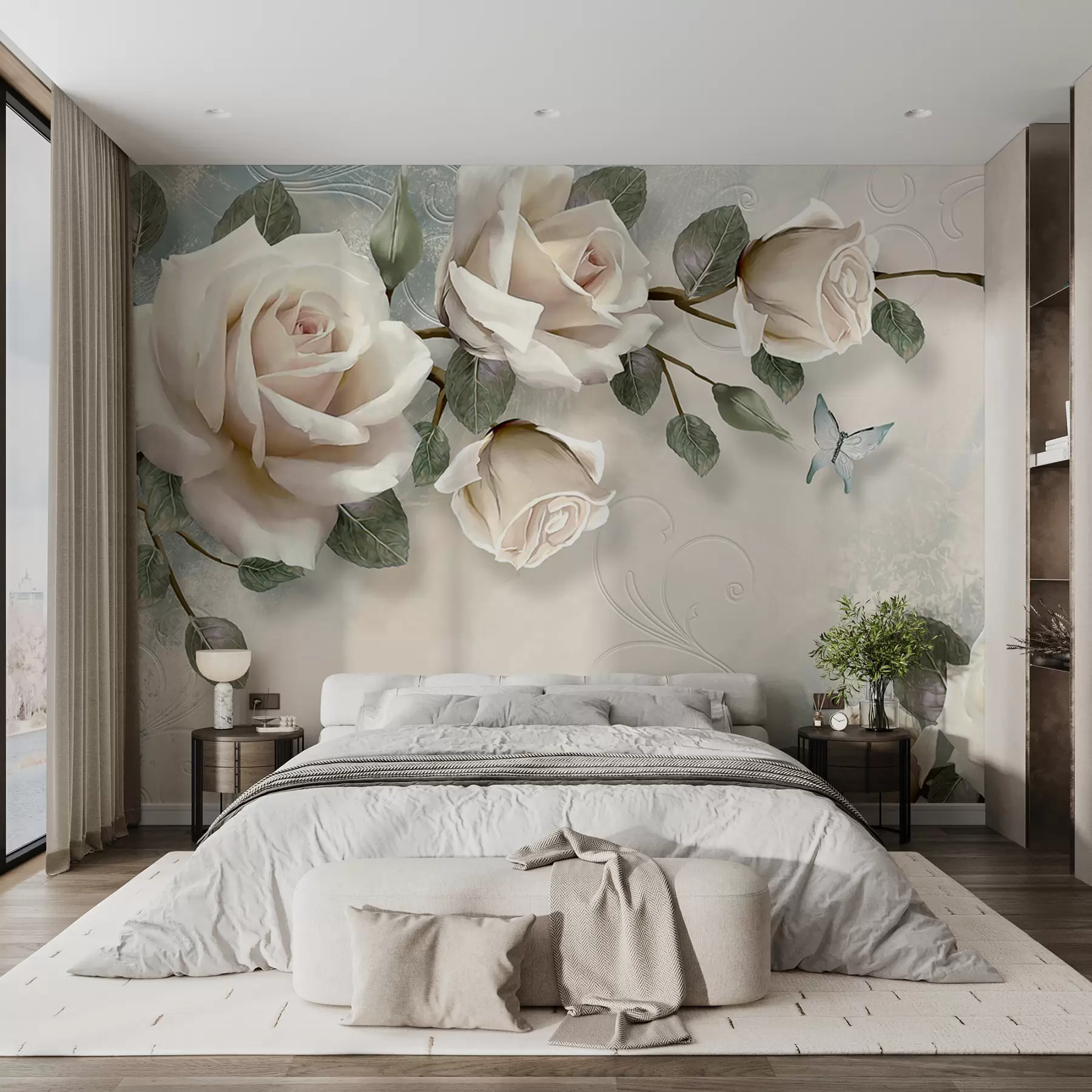 Papier peint Roses crème u31353