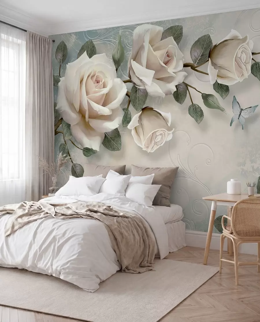 Papier peint Roses crème u31353