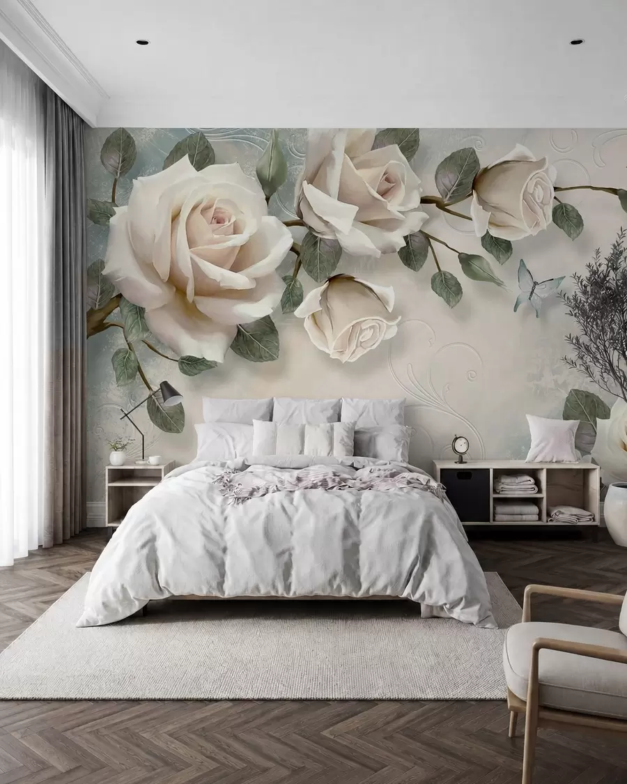 Papier peint Roses crème u31353