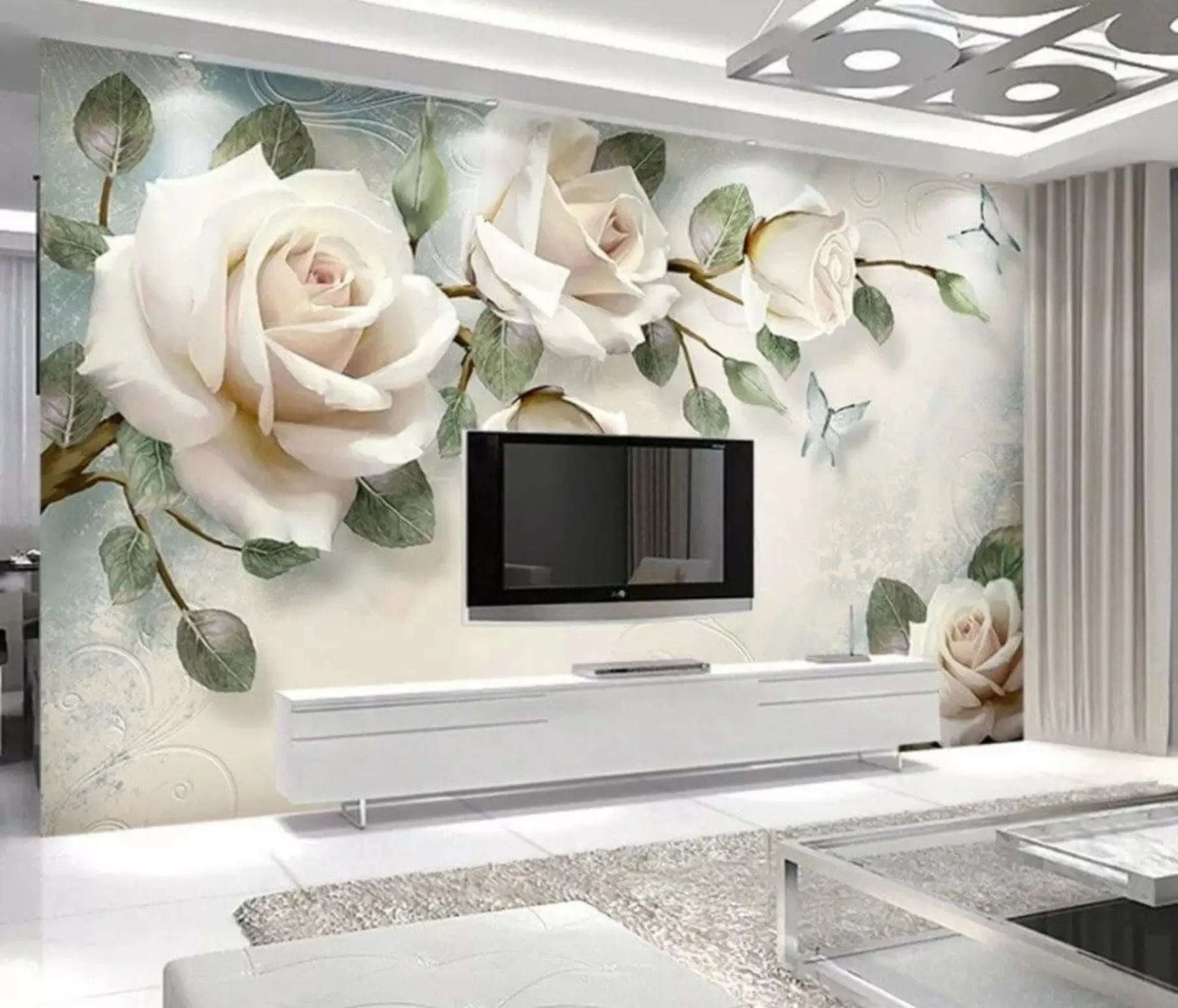 Papier peint Roses crème u31353