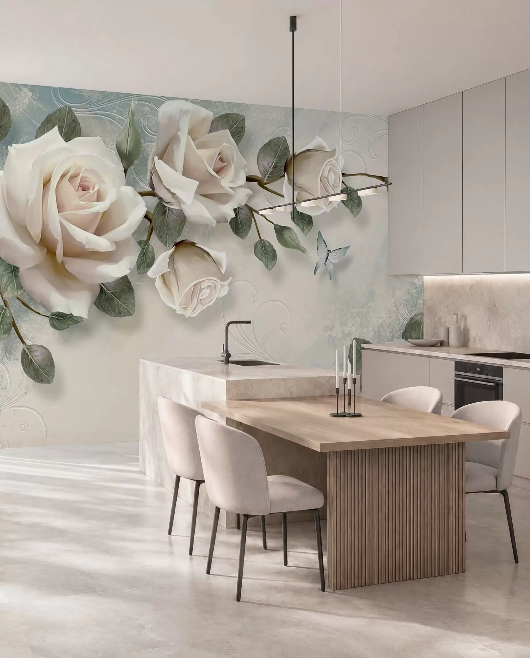 Papier peint Roses crème u31353