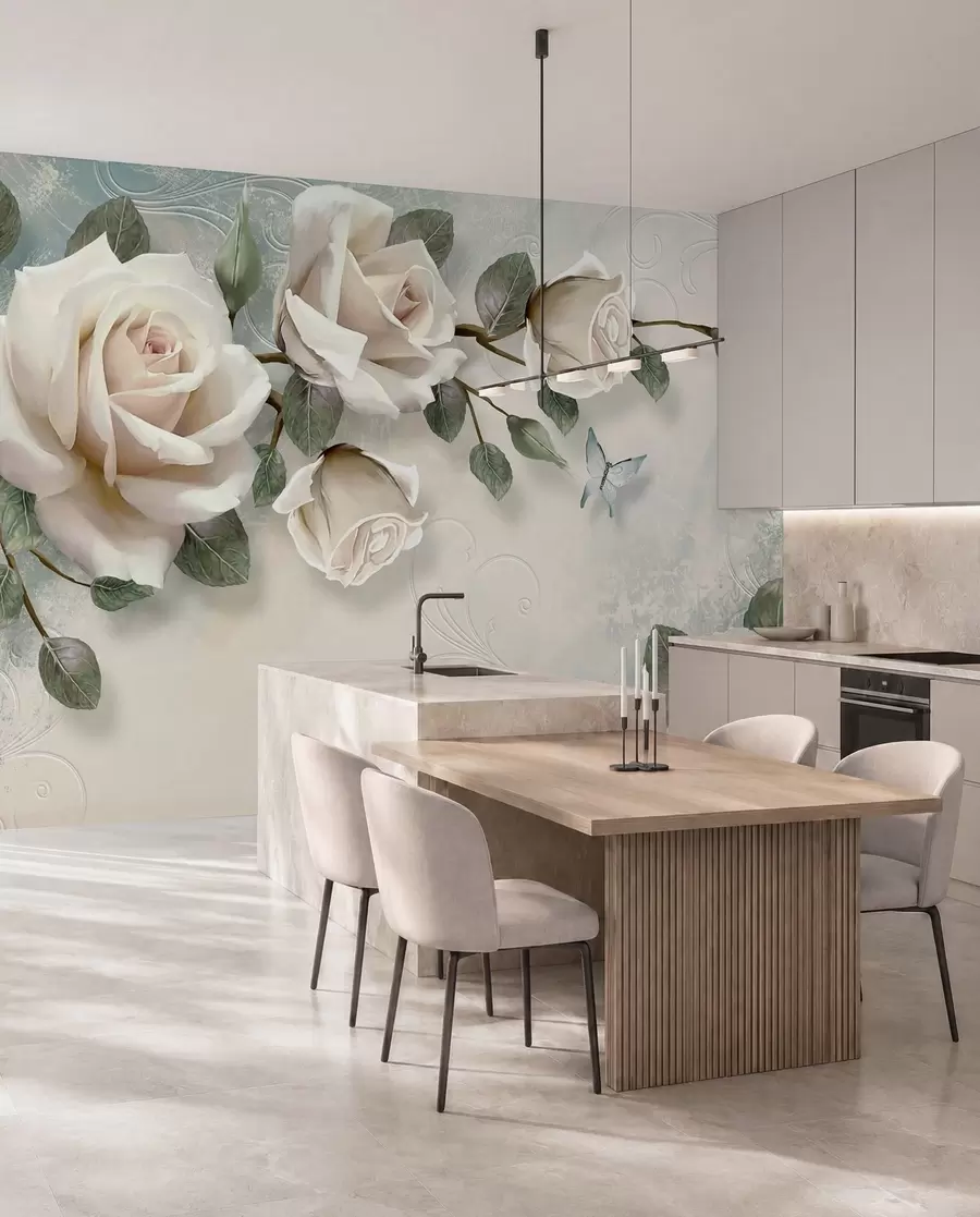 Papier peint Roses crème u31353