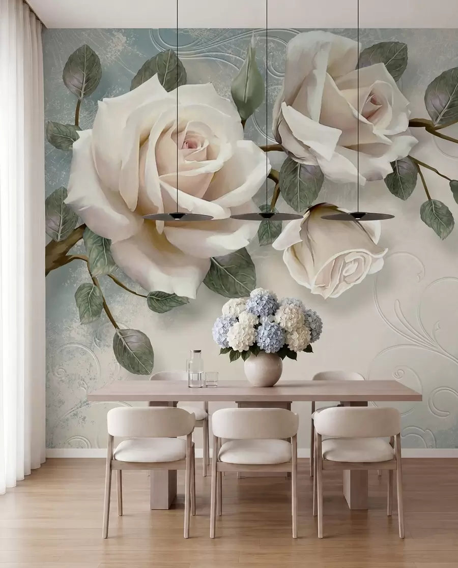 Papier peint Roses crème u31353