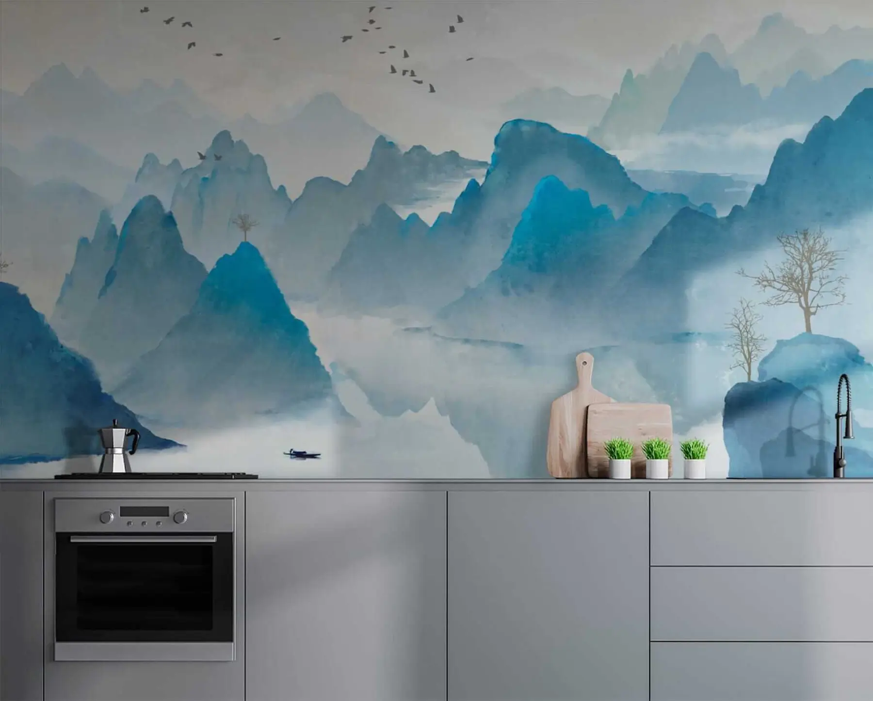 Papier peint Montagnes bleues u32523