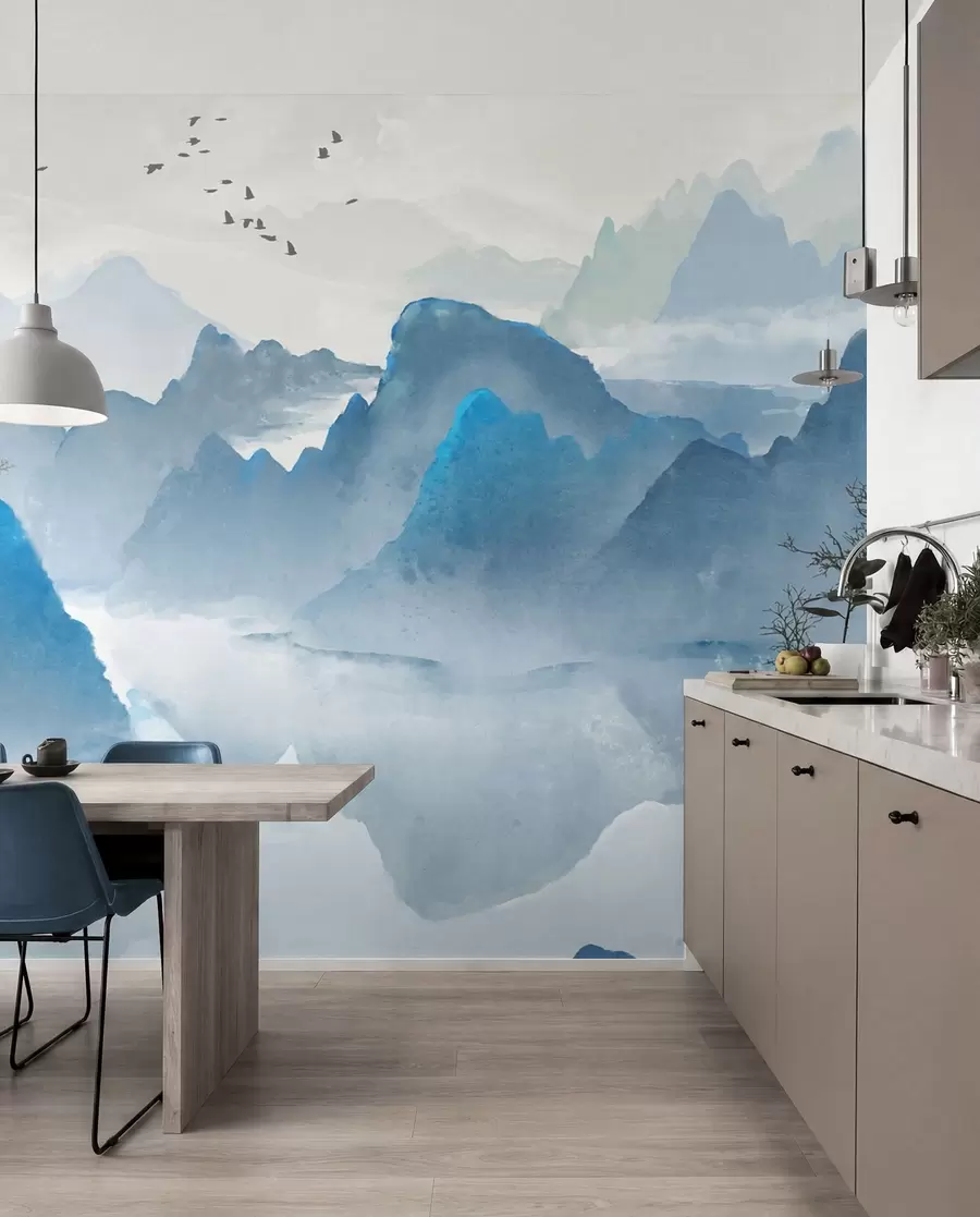 Papier peint Montagnes bleues u32523