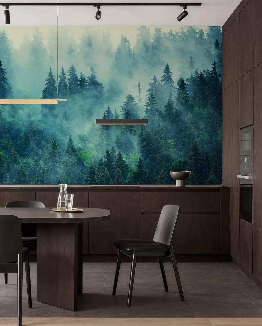 Papier peint Forêt brumeuse le matin u33150