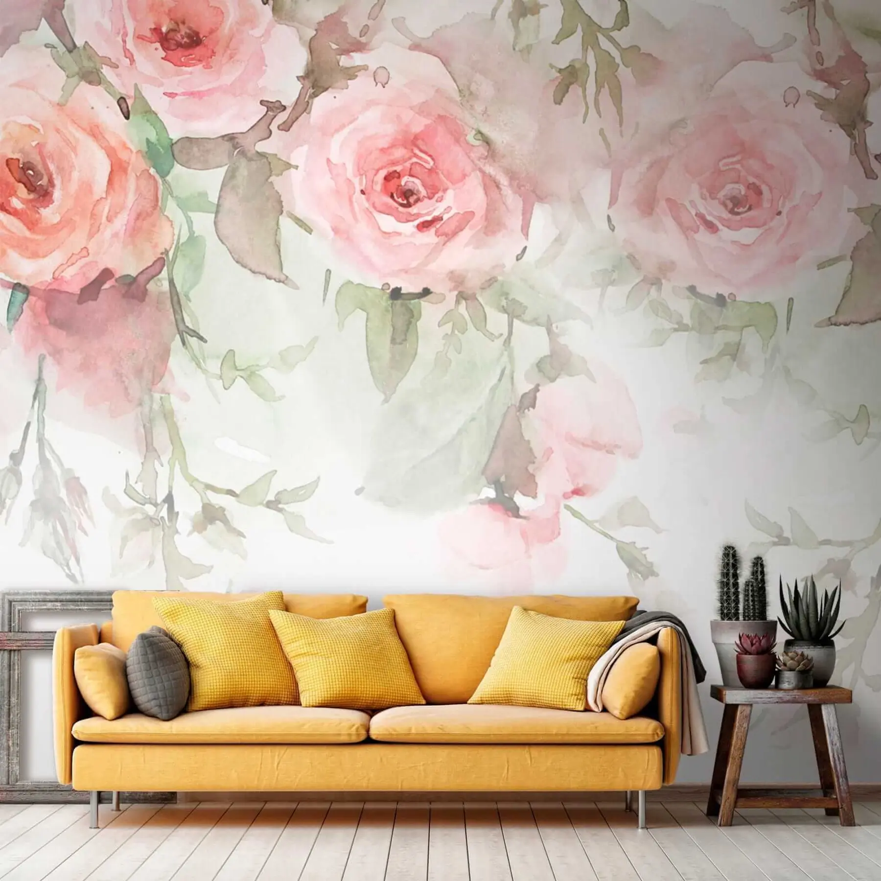 Papier peint Roses aquarelles roses u34659