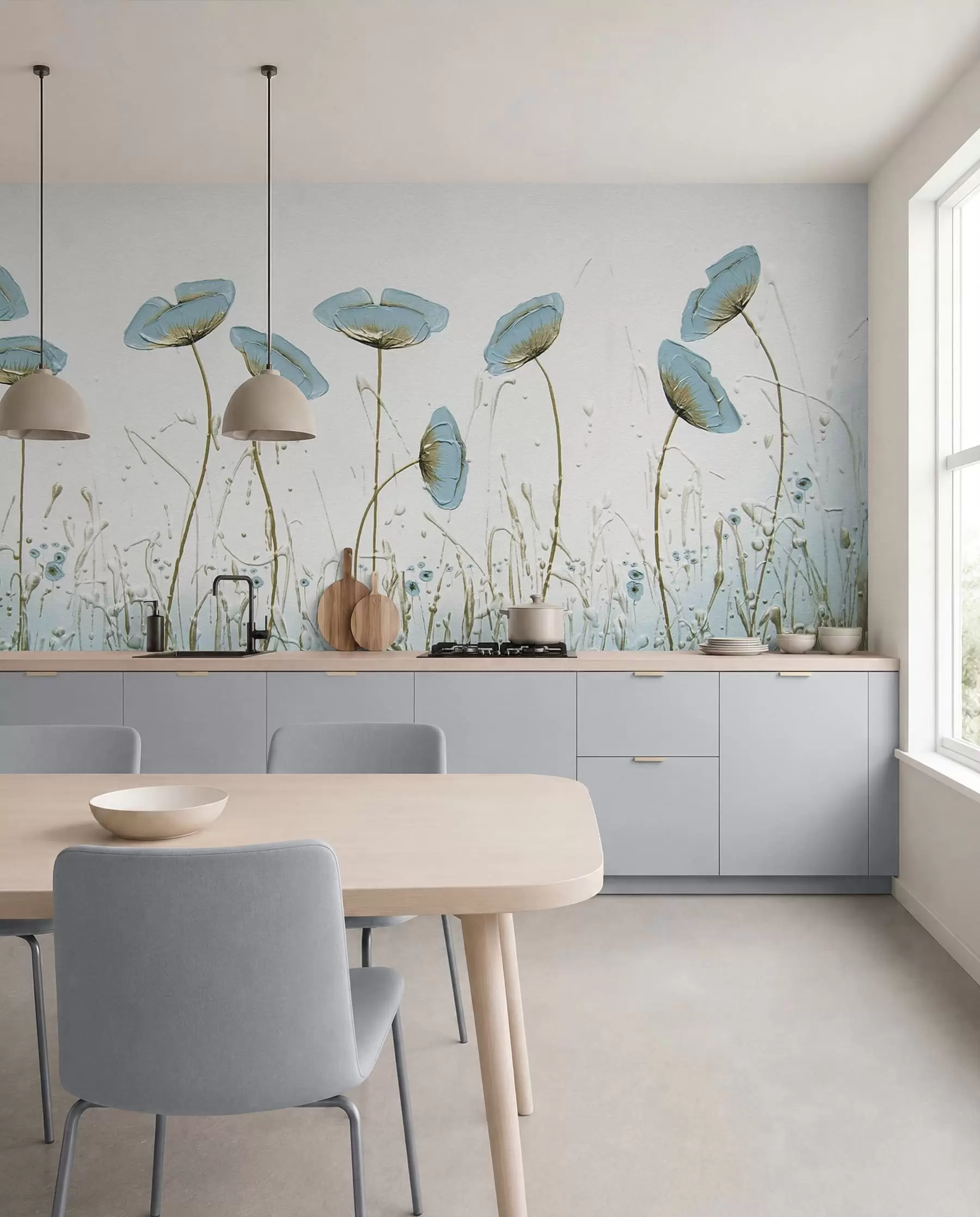 Papier peint Fleurs bleues sur hautes tiges u34867