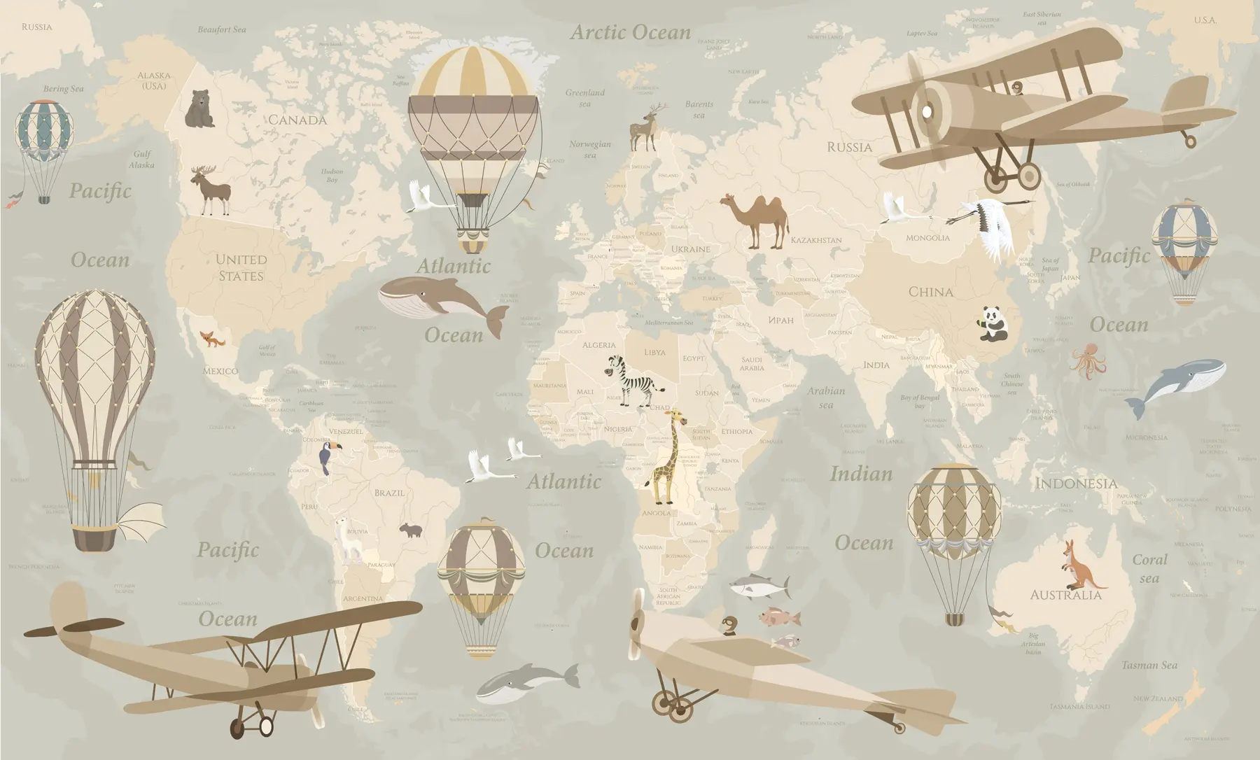 Papier peint Carte du monde pour enfants u36066