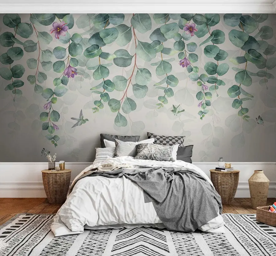 Papier peint Branches suspendues avec des fleurs u36206