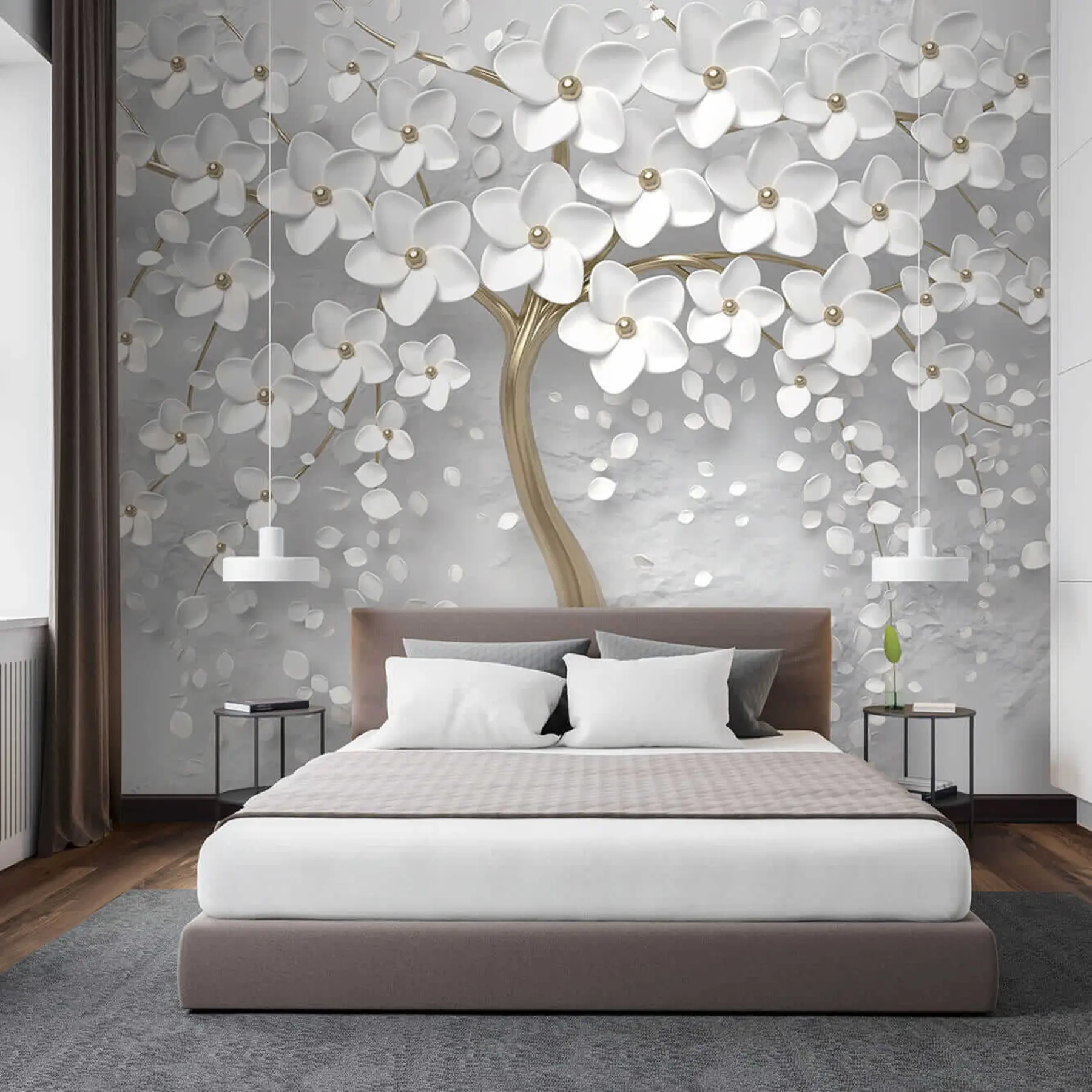 Papier peint Arbre à fleurs avec de grandes fleurs u37065