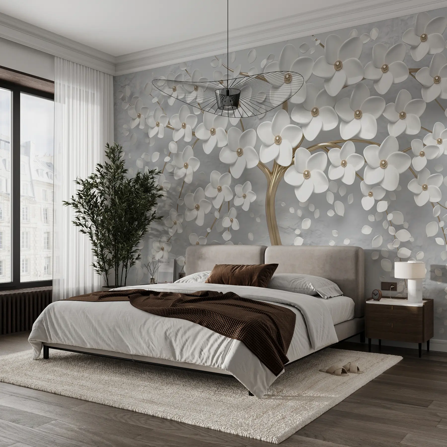 Papier peint Arbre à fleurs avec de grandes fleurs u37065