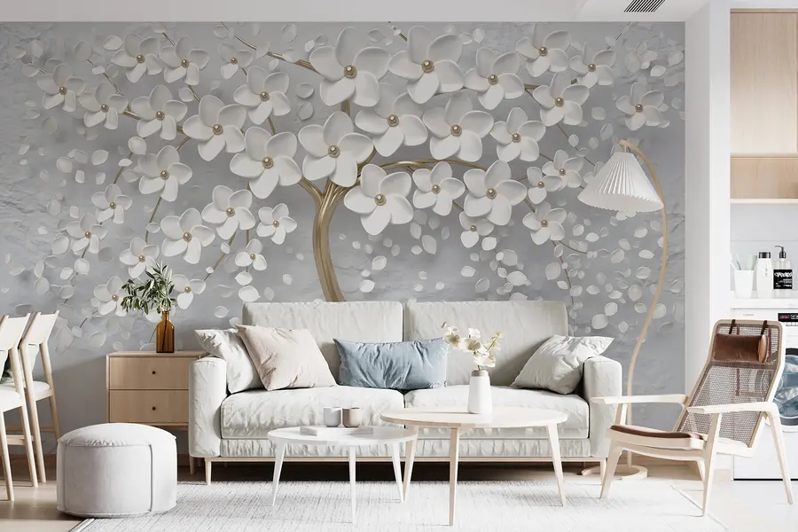 Papier peint Arbre à fleurs avec de grandes fleurs u37065