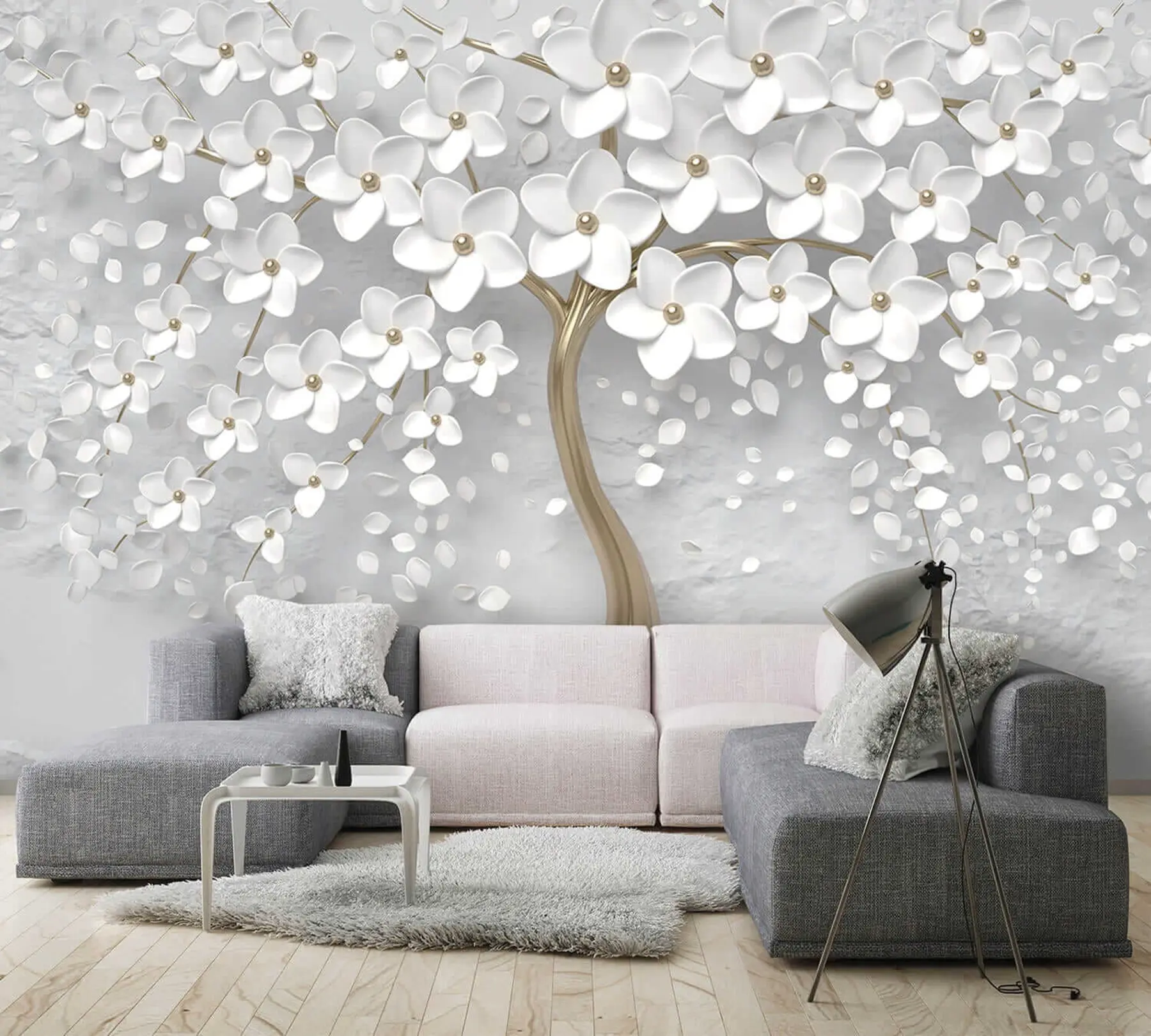 Papier peint Arbre à fleurs avec de grandes fleurs u37065