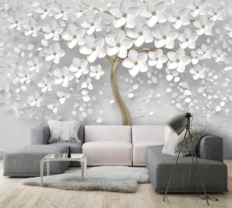 Papier peint Arbre à fleurs avec de grandes fleurs u37065