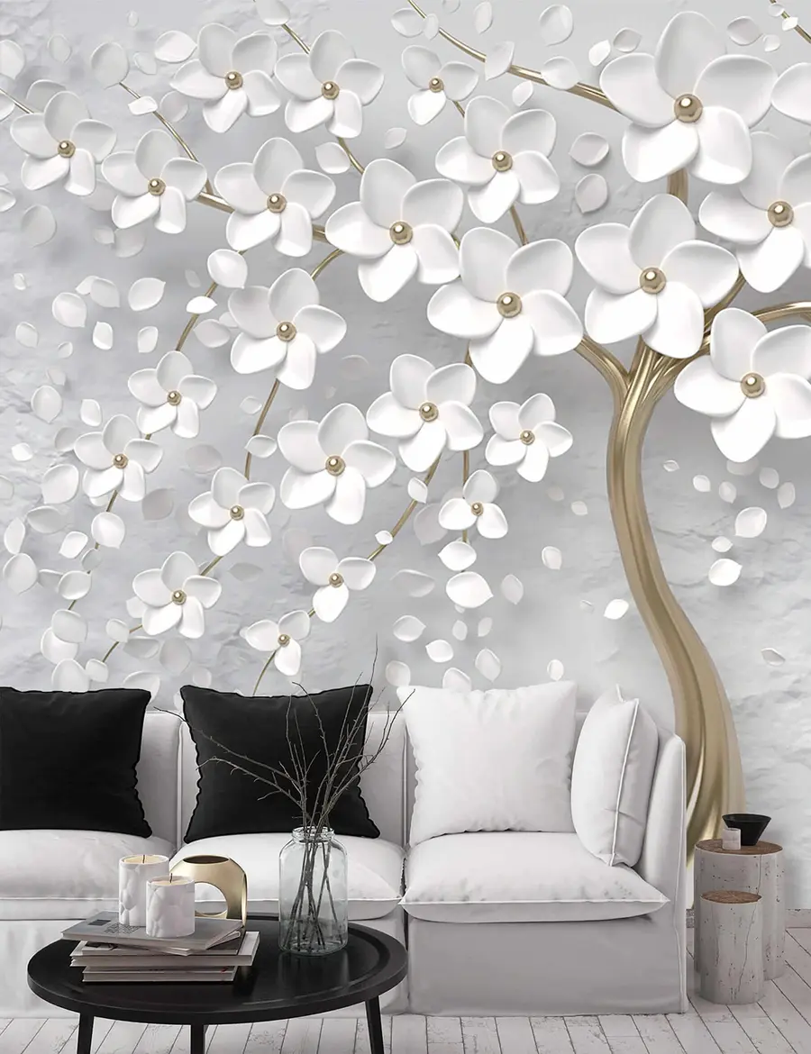 Papier peint Arbre à fleurs avec de grandes fleurs u37065