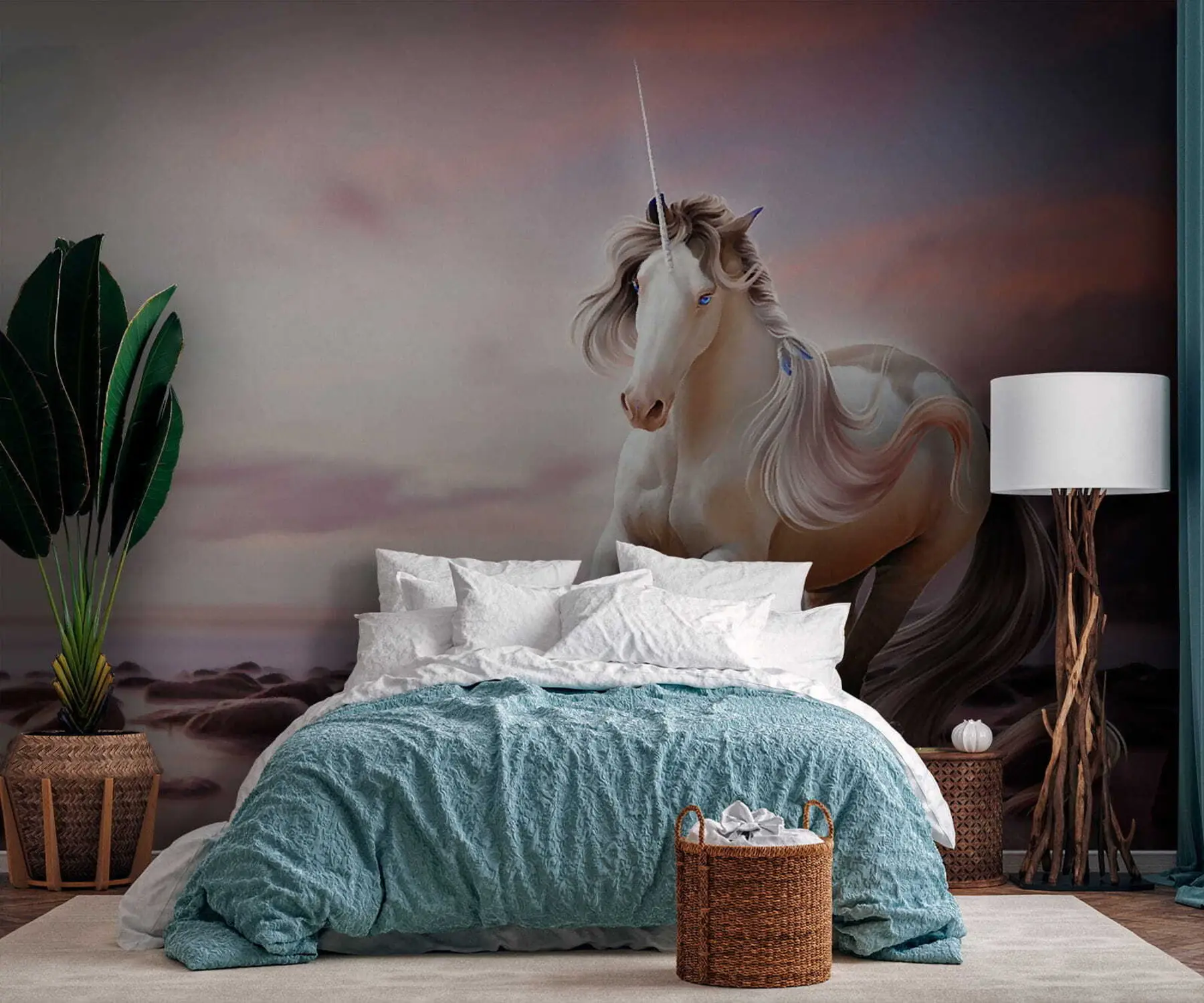 Papier peint Licorne au coucher du soleil u38651