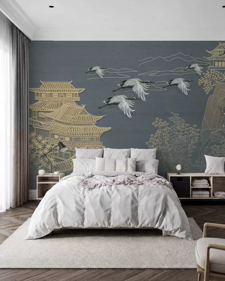 Papier peint Grues et pagodes u38720