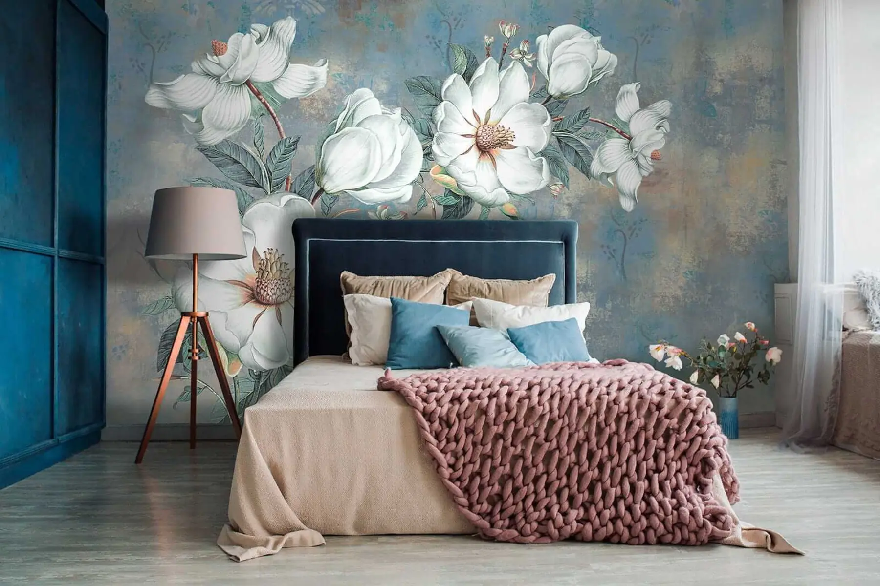 Papier peint Magnolias sur le mur grunge u38839
