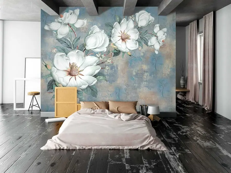 Papier peint Magnolias sur le mur grunge u38839