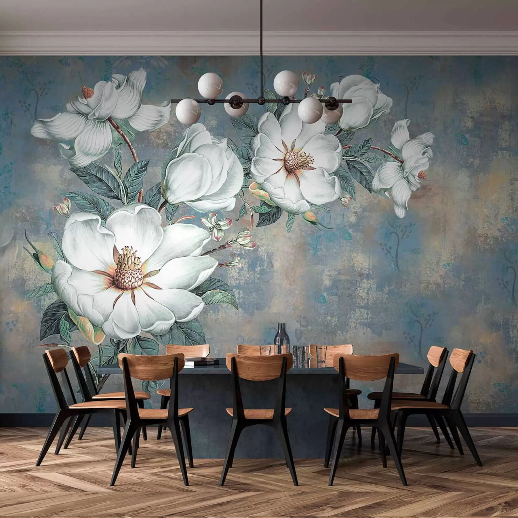 Papier peint Magnolias sur le mur grunge u38839